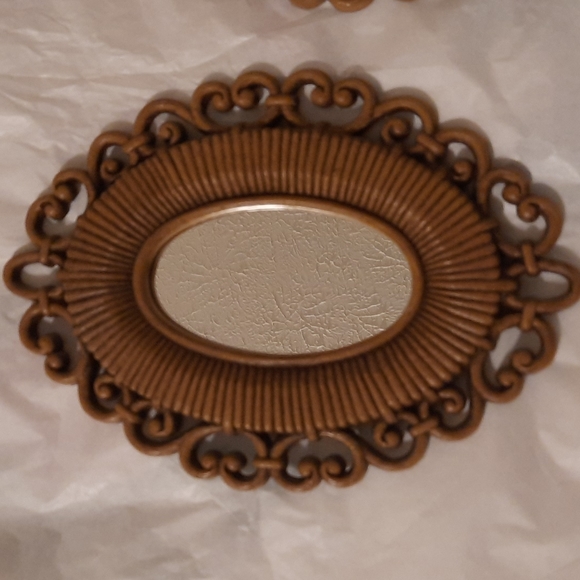 Pair of faux rattatan vintage mirrors made in usa brown boho bohemian style - Picture 2 of 8